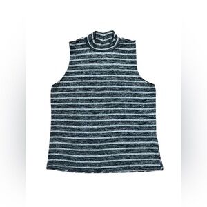 Rag & Bone Women's Thea Tank Heather Striped Mock Neck Ultrasoft Keyhole Back